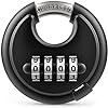 Puroma Combination Lock, 4 Digit Disc Padlock with Hardened Steel Shackle, Keyless Heavy Duty Combo Lock for Outdoor Sheds Fence, Gate Hasps, Storage Unit, School Gym Locker (1 Pack, ‎Black)