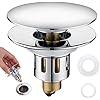 Universal Pop-Up Bathroom Sink Stopper - for 1.1~1.5 Inch Wash Basin Drain Strainer, Bounce Sink Drain Filter with Hair Catcher, Anti Clogging Stainless Steel Sink Plug, Chrome