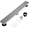 muschbath 32 Inch Linear Shower Drain, Brushed Nickel Shower Drain, Removable Grate, 304 Stainless Steel, Easy to Install And Clean for Bathrooms (Drain Base Not Included), LSD-15B-32S