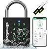 Pothunder Heavy Duty Smart Padlock, Bluetooth Padlock with Code and RFID, Outdoor Padlock with Key, Weatherproof Biometric Digital Lock for Gate, Sheds, Fence, Garage, Locker, Storage Unit
