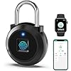 Fingerprint Lock, Dhiedas Gym Locker Lock with Fingerprint Bluetooth APP, Biometric Fingerprint Padlock with Keyless, Waterproof Smart Padlock for Locker School Suitcase Cabinet Storage