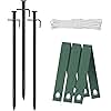 Heavy Duty Steel Tree Stake Kits,Tree Staking and Supports Kits for Young Trees Against Bad Weather, Include 3 PCS Tree Straps for Staking, 3 PCS 11.8 Inch Tree Stakes and 31.2 Feet Rope for Anchoring