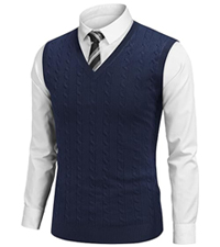 fashion casual sweater vest v neck cable knit
