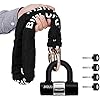 Motorcycle Chain Locks, BIGLUFU 3.3ft/100cm Heavy Duty Long Security Chain, Cut Proof 0.39 inch/10mm Thick Square Chains with 0.63inch/16mm U Lock, Bike Chain Locks for Motorbike, Scooter, Moped