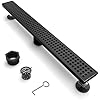 BARONAGE Linear Shower Drain 24 Inch with Removable Square Hole Pattern Cover Grate, 304 Stainless Steel Black Shower Floor Drain Watermark & CUPC Certified Include Accessories