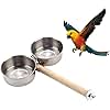 Bird Perch with Feeder CupsBowls Stainless Steel Odorless with Holder Hanger for Outside Durable Water Food Dispenser for Parakeet Cockatiel Conure African Grey Macaw Cage Accessories (B-20CM)