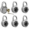 DuoTyga Padlock, 6 Pack Combination & Key, Black, Lock for Toolbox, School & Gym Locker, Employee Case, Stainless Steel