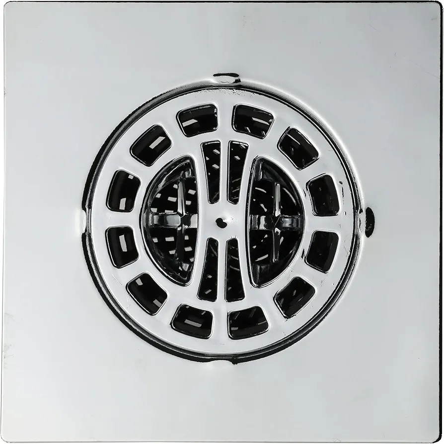 Danco Square Shower Drain Hair Catcher for Stand-Alone Shower Drain, 4-1/4 in. Shower Drain Cover, Shower Drain Protector, Chrome (11015)