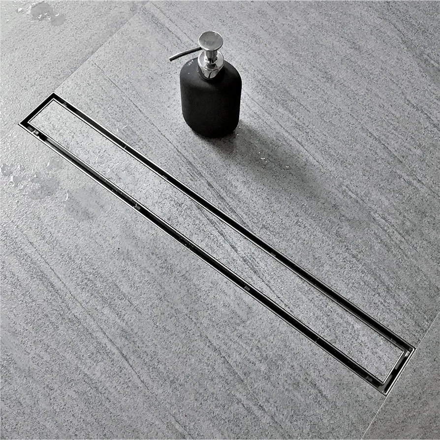 Neodrain 24-Inch Linear Shower Drain with Tile Insert Grate, Professional Brushed 304 Stainless Steel Rectangle Shower Floor Drain Manufacturer, Linear Drain with Leveling Feet, Hair Strainer