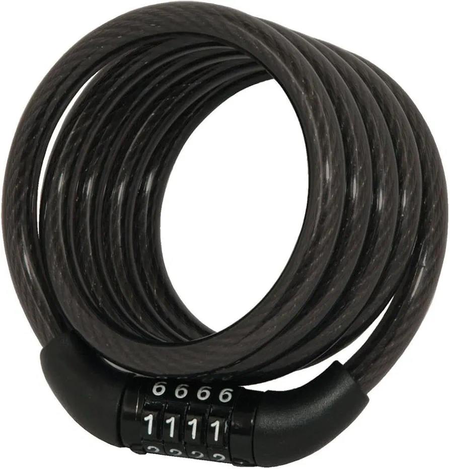 Synergy Lock Cable, Combination Bicycle Lock, Cable Lock for Outdoor Equipment, Black (4 Ft. Preset Combo, Lock Cable, Pack of 1)