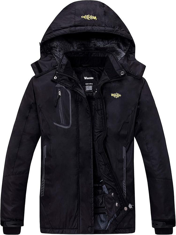 wantdo Women's Mountain Waterproof Ski Jacket Windproof Rain Jacket Winter Warm Hooded Coat