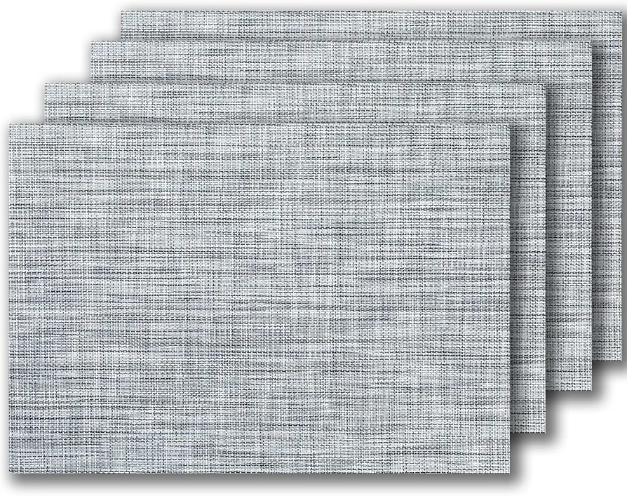 LEXMORE PVC Woven Placemats 4 PCS Wipeable Indoor/Outdoor Table Mats Washable Vinyl Place Mats for Dining Table, Set of 4-Gray