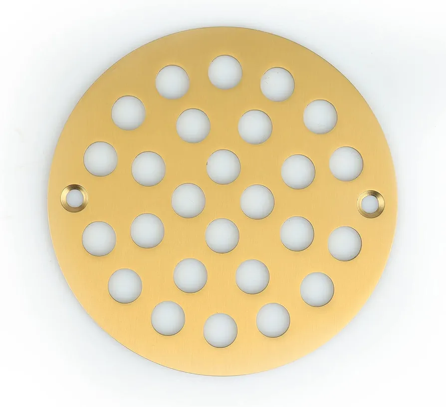 4 Inch Screw-in Round Shower Drain Cover Replacement Floor Drainer with Screws (Brushed Golden)