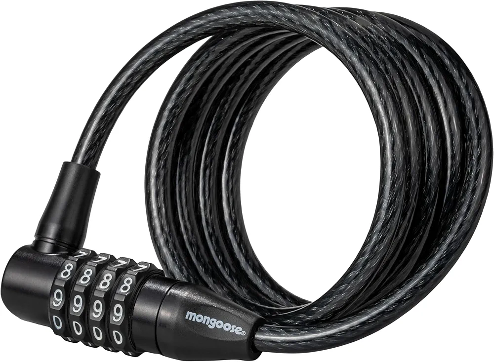 Mongoose Cable Combo Bicycle Lock (5-Feet),Black