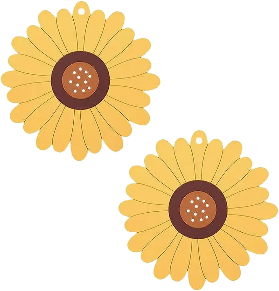 Sunflower Placemats Sunflower Round Placemats Non-Slip Washable Silicone Placemats Reusable Table Mats Kitchen Placemats Heat Resistant Placemats for Kitchen Dining Table Decoration 2pcs