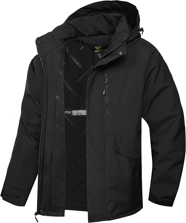 Keevoom Mens Winter Coats Warm Snow Coat Windproof Mountain Raincoat Waterproof Hooded Snowboarding Ski Jackets for Men