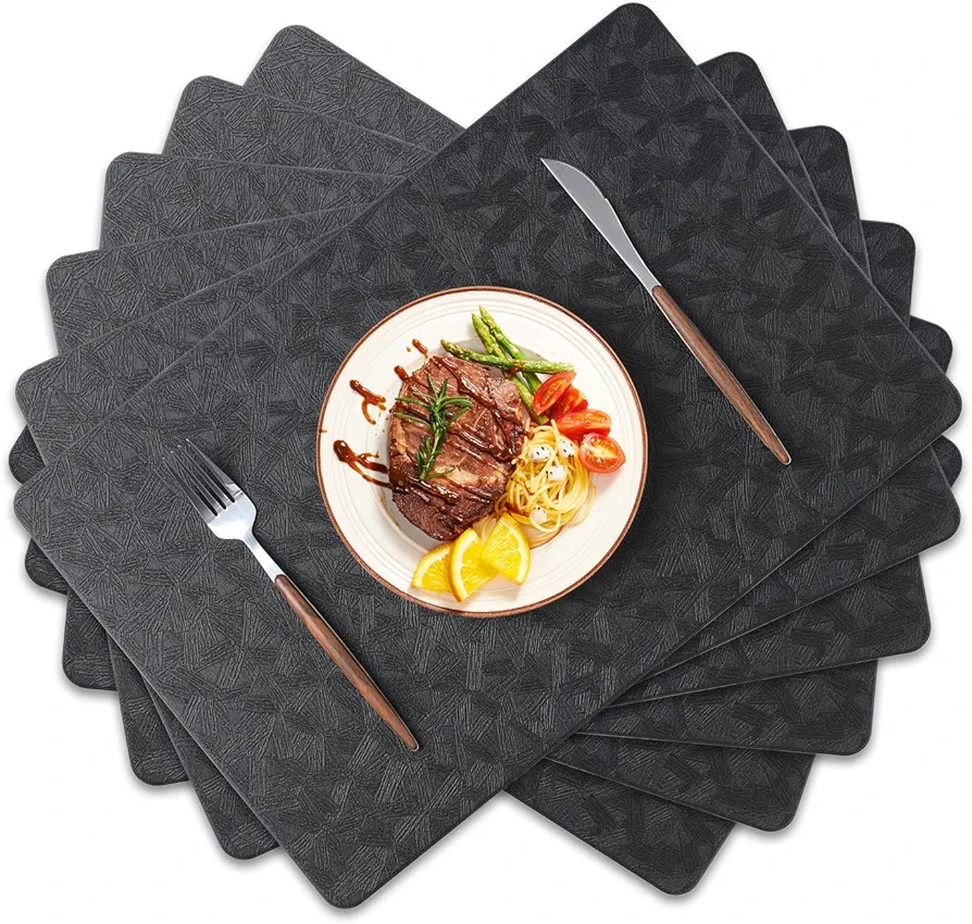 Placemats Set of 6 Faux Leather Place Mats Heat Resistant Waterproof Wipeable Non-Slip Dining Table Mats Tabletop Decor for Kitchen Dining Table
