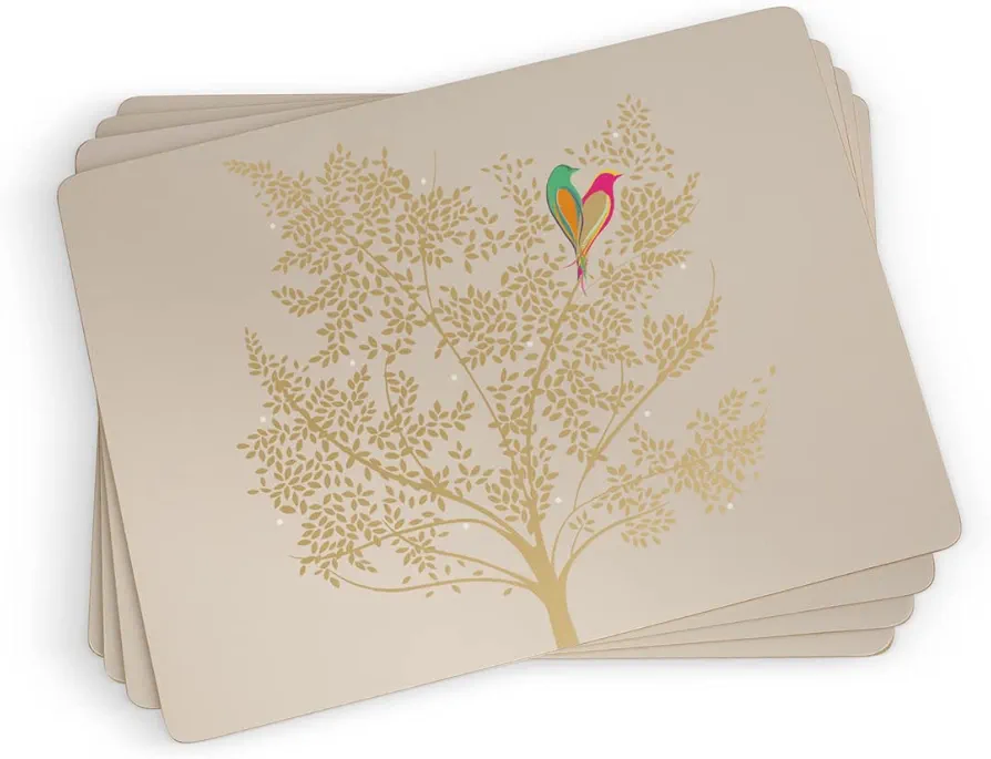 Pimpernel Sara Miller London Chelsea Collection Placemats | Set of 4 | Heat Resistant Mats | Cork-Backed Board | Hard Placemat Set for Dining Table | Measures 15.7” x 11.7”