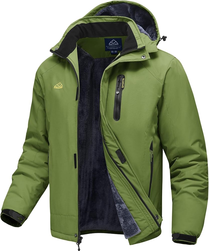 TBMPOY Men's Winter Coat Waterproof Warm Ski Snow Jackets Insulated Fleece Lined Snowboard Hooded Raincoat
