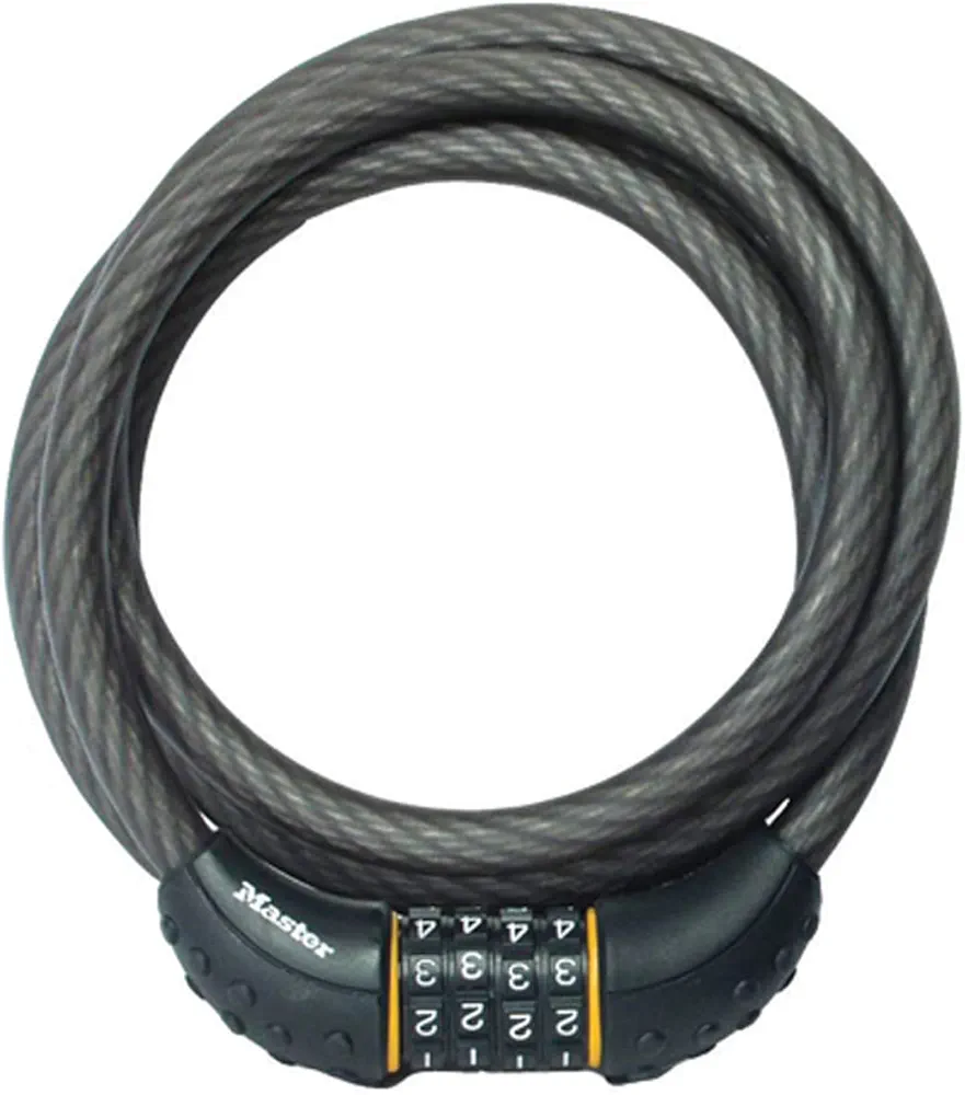Master Lock Cable Lock, Set Your Own Combination Bike Lock, 6 ft. Long, Black, 8122D