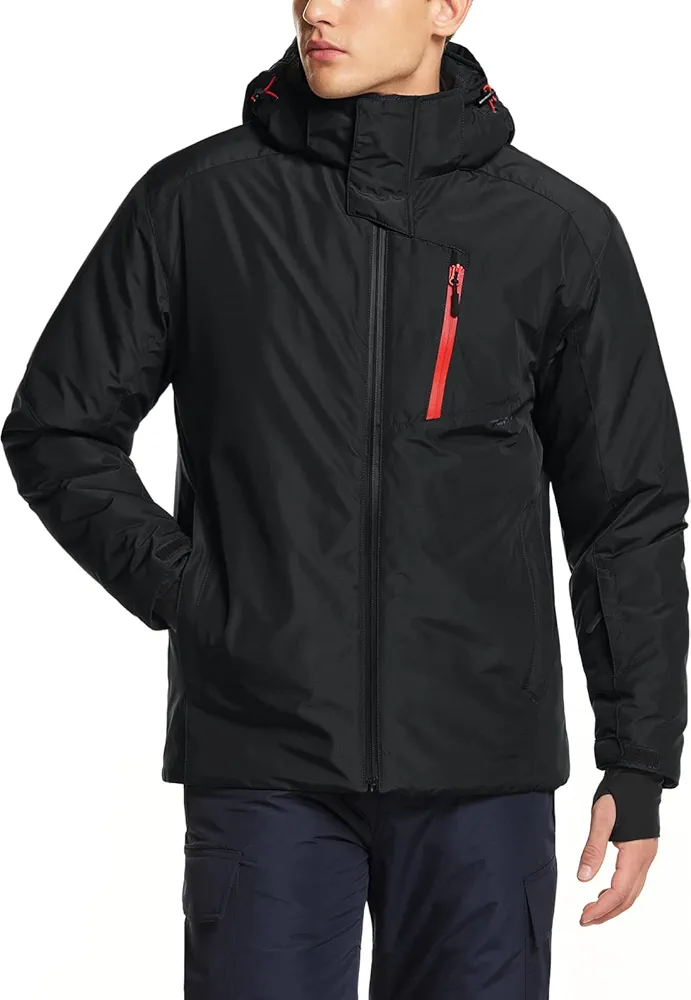 TSLA Men's Winter Ski Jacket, Waterproof Warm Insulated Snow Coats, Cold Weather Windproof Snowboard Jacket with Hood