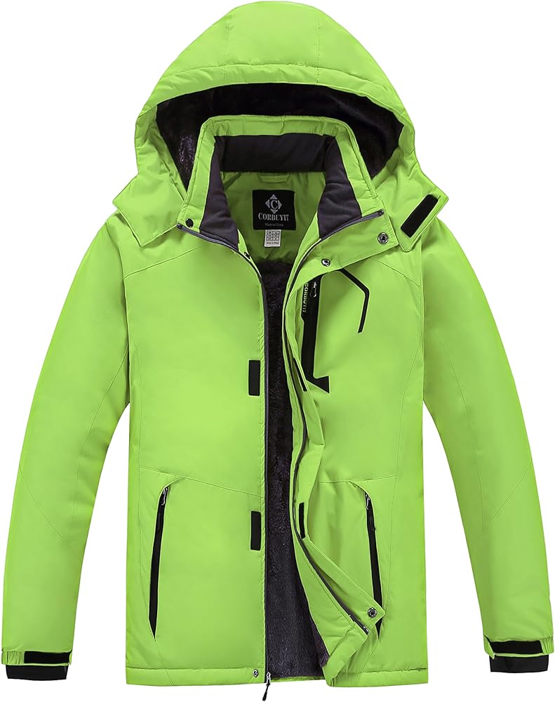 Men's Waterproof Ski Jacket - Snowboard Coats with Fleece Lining, Warm Parka with Hood for Ultimate Snow Protection