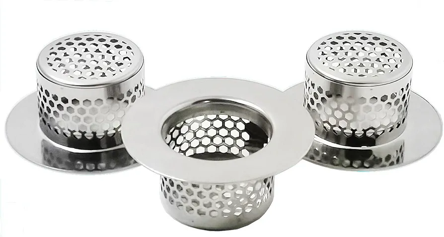 Bathtub Drain Cover, Bathtub Strainer, Drain Hair Catcher for Bathtub Laundry Utility Sink, Fit Hole Size from 1.55in to 1.8in and Depth Than 1in (3-Pack)