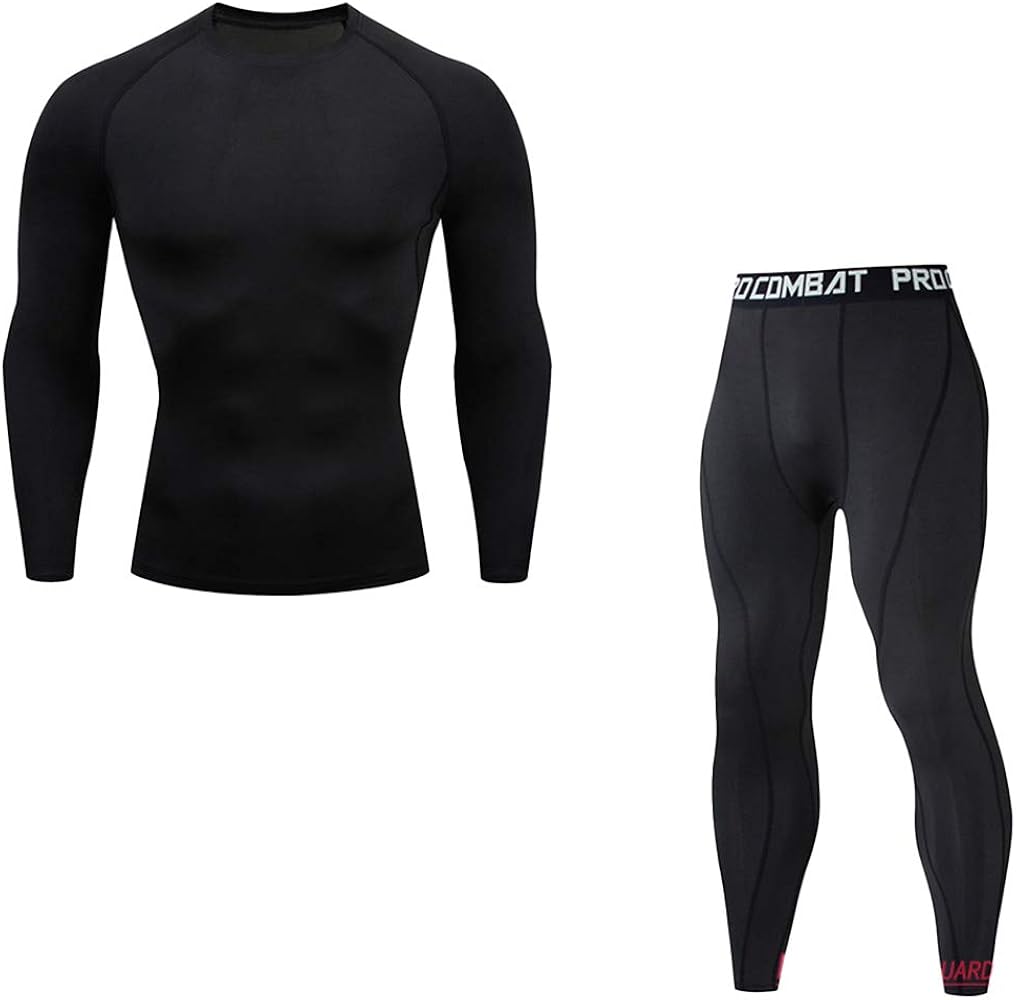 Men's Thermal Underwear Underpants Suits,Sports Compression Clothing Tracksuit for Men,Fitness Joggers Base Layer Set