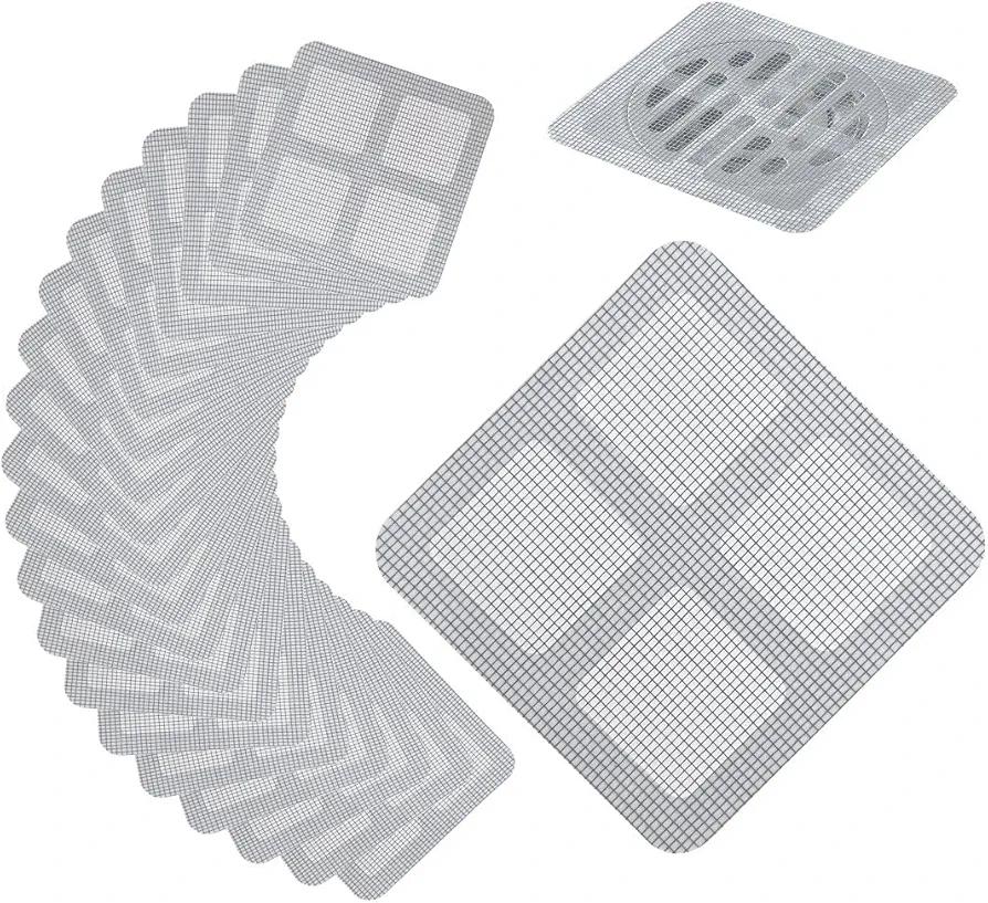 60 Pcs 4" X 4" Disposable Shower Drain Hair Catcher, Bathroom Drain Hair Catcher,Drain Mesh Cover, Drain Mesh Strainer. Suitable for bathrooms, Laundry Rooms, bathtubs, Kitchens, Sinks