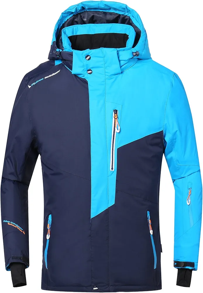 PHIBEE Mens Waterproof Windproof Outdoor Fleece Ski Jacket