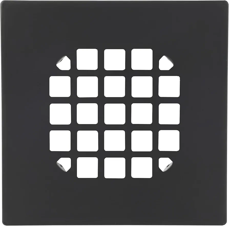 4-1/4” Square Snap-in Black Shower Drain - Matte Black Shower Drain - 4.25 inch Shower Drain Cover - Durable Square Shower Drain and Floor Drain Cover- **3" OD Snap-in Prong to Prong**