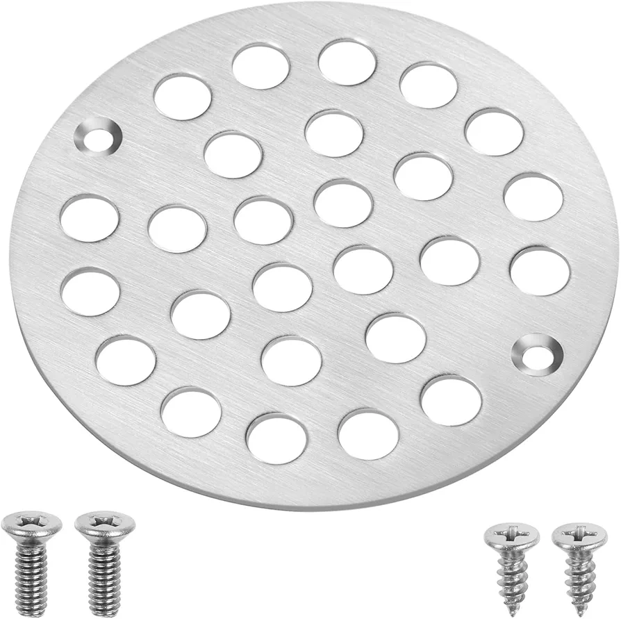 4“ Shower Strainer Drain Trim Set, Screw-in Shower Drain Cover Replacement Floor Strainer, Shower Cover Bathroom Drain Strainers
