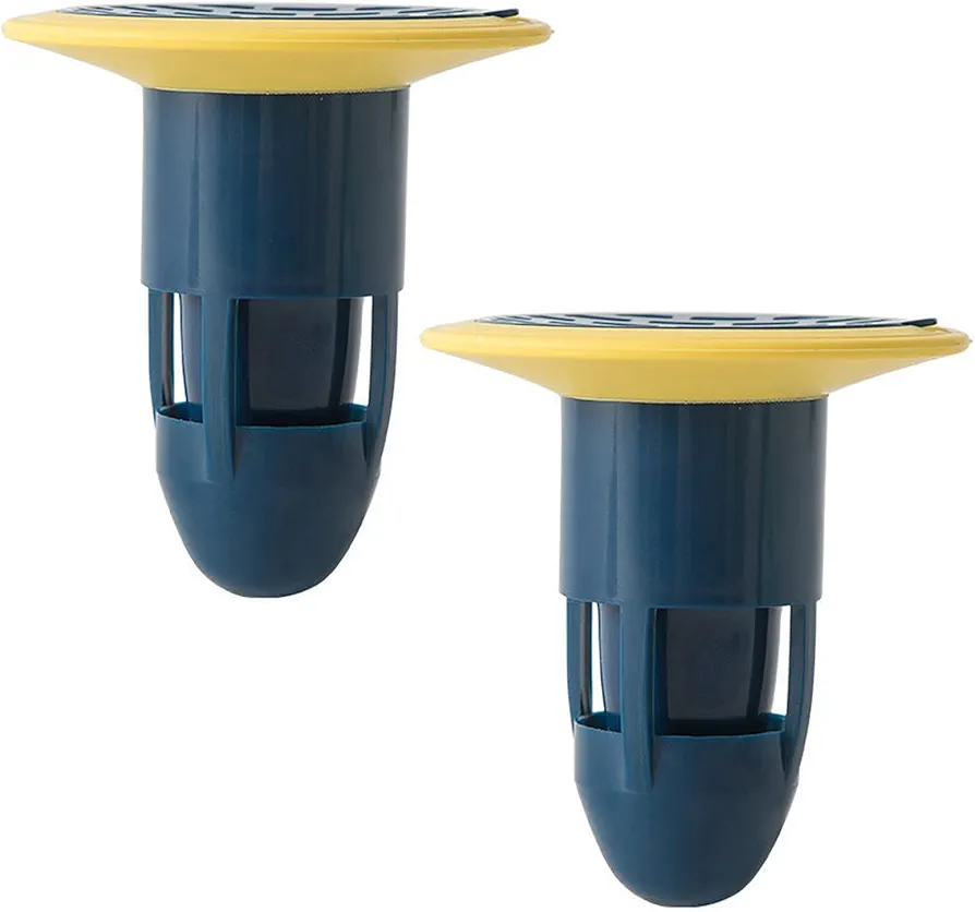 Shower Floor Drain Backflow Preventer Valve Sewer Core Drainage Insert Drain Plug Hair Catcher Gas Sealer Floor Strainer Trap Seal (Blue-2Pack)