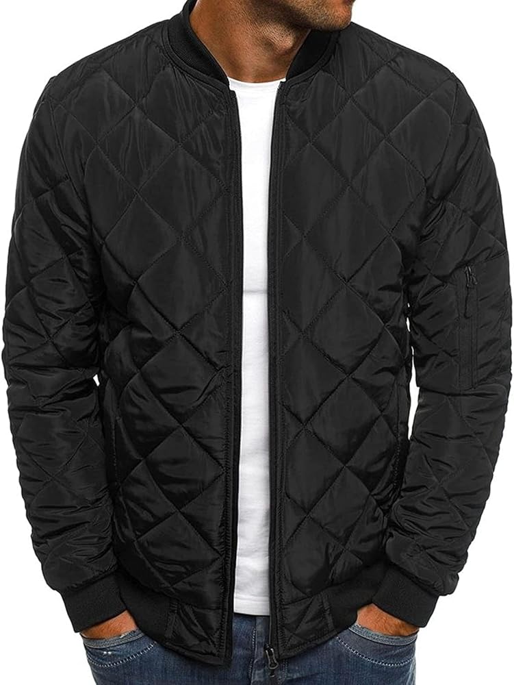 JEKE-DG Men Down Jacket Sherpa Lined Quilted Coat Puffer Clothes Hiking Windbreaker Waterproof Ski Warm Winter Snow Raincoat (XX-Large,Black)