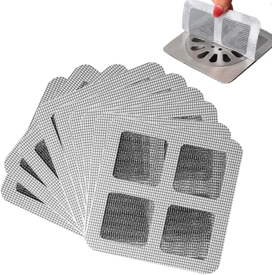 Disposable Drain Covers, 4" X 4" Square Shower Drain Hair Catcher, 30 PCS Mesh Shower Drain Stickers, Bathroom Hair Catcher for Shower, for Bathroom, Laundry, Bathtub, Kitchen, Sink (30)