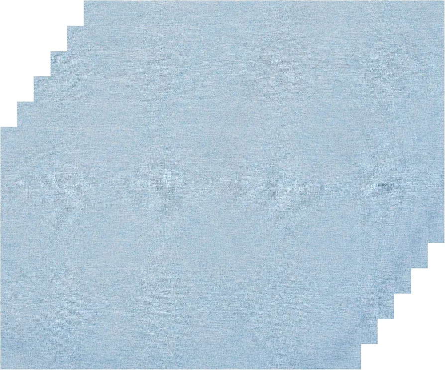 uxcell Placemats Set of 6, Heat Resistant Place Mats, Imitation Linen Place Mat Table Mats 19x13 inch Light Blue