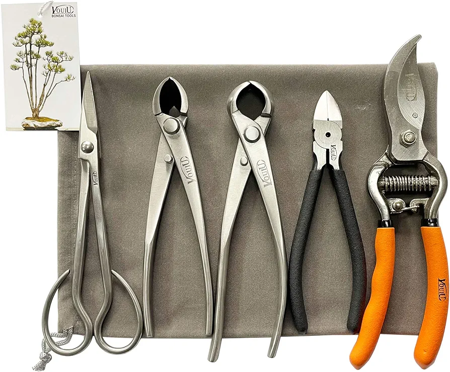 5-Piece Bonsai Tool Set,Bonsai Scissors,Concave Cutter,Knob Cutter,Wire Cutter
