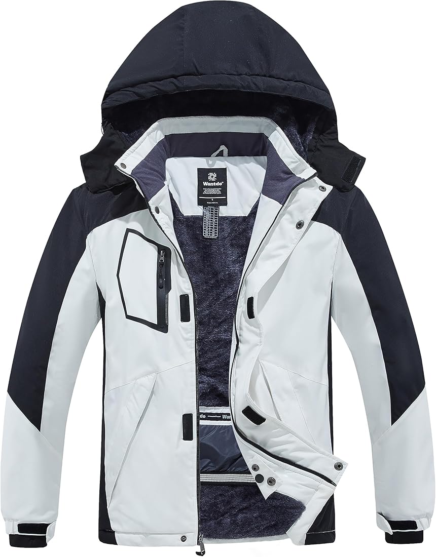 wantdo Men's Waterproof Ski Jacket Snowboarding Warm Coat Winter Snow Windbreaker Mountain Detachable Hooded Outerwear