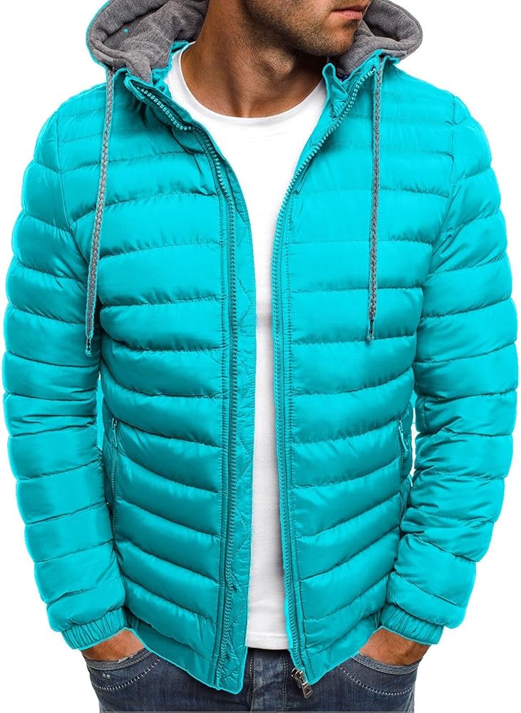 Uillui Lightweight Hooded Puffer Jacket Men's Packable Outdoor Water-Resistant Snow Ski Jacket Winter Warm Quilted Down Coat