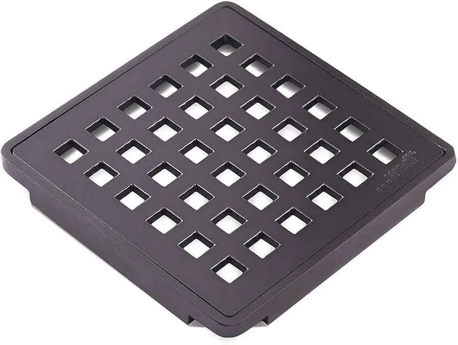 Wedi Drain Cover, Square Stainless Steel Grate Assembly with Matte Black Finish, 3-3/4"x3-3/4 x1/4, for Shower Base in Tiled Shower Surrounds (US1000058)