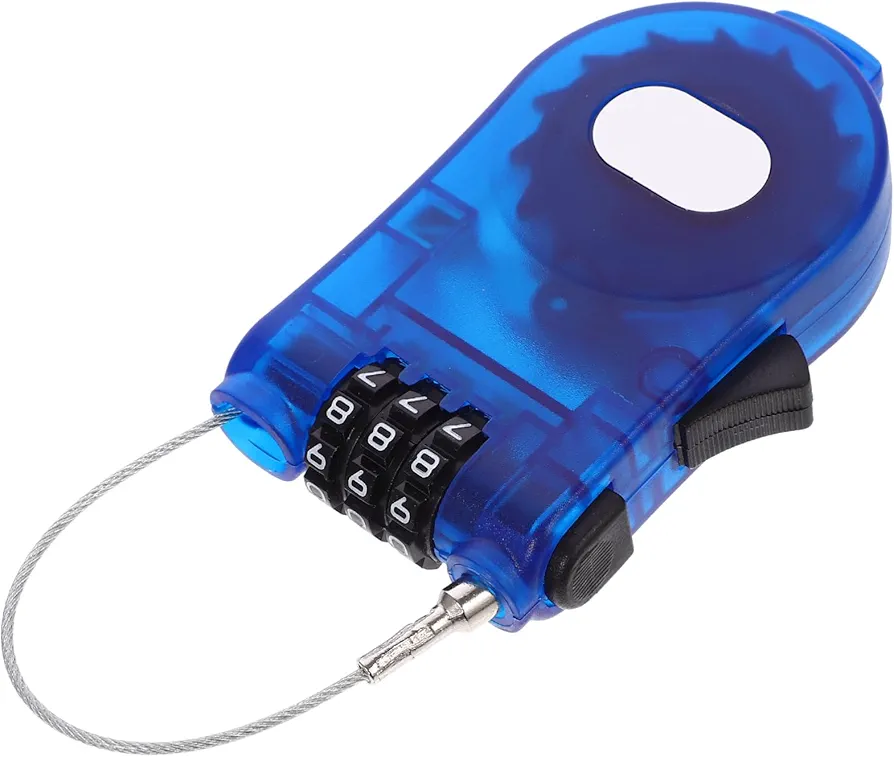 POPETPOP Secure Bicycle Cable Lock - 3-Digital Combination Lock with Retractable Cable, Adjustable Cable Lock for Bike, Ski, Snowboard and Stroller