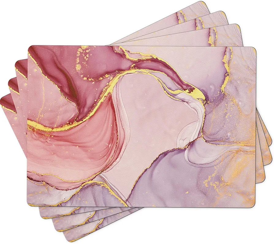 Mable Placemats Set of 4 - Faux Leather Place Mats for Kitchen Table Indoor Outdoor Washable Non-Slip Heat Resistant Placemat Wipeable Dining Table Mats
