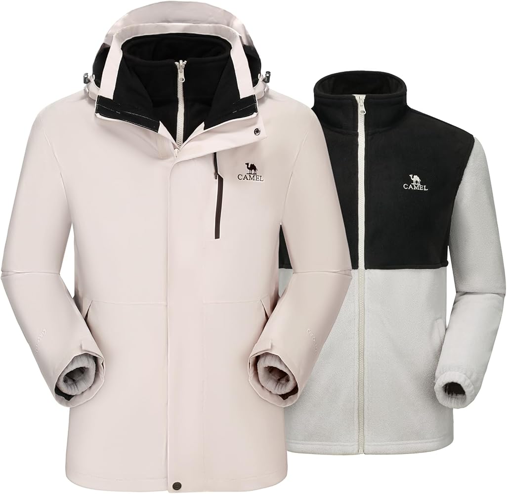 CAMEL 3 in 1 Winter Jackets for Men - Waterproof Ski Jacket with Fleece Jacket - Insulated Coat for Cold Weather