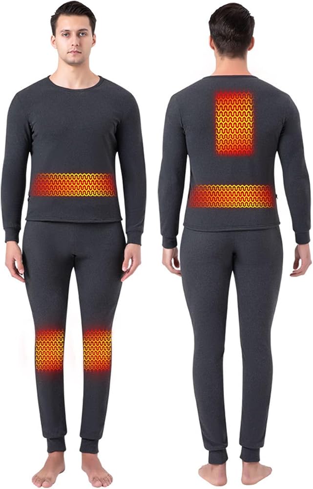Heated Thermal Underwear Set for Men, Ultra Soft Anti-static Fleece Lined Leggings Tops Base Layer