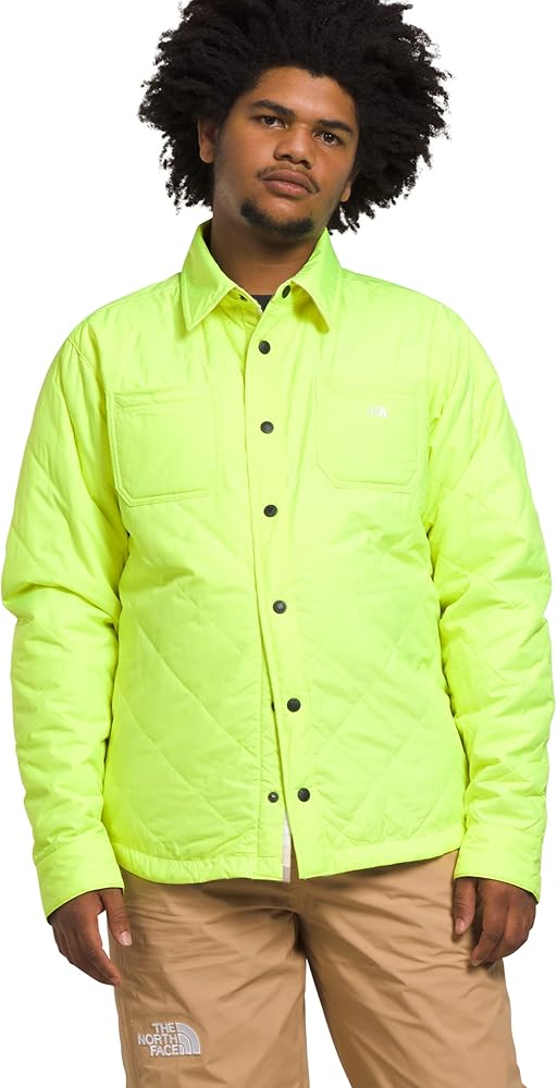 THE NORTH FACE Men's Fort Point Insulated Flannel Ski Jacket, LED Yellow/Utility Brown Large Icon Plaid 2, X-Large