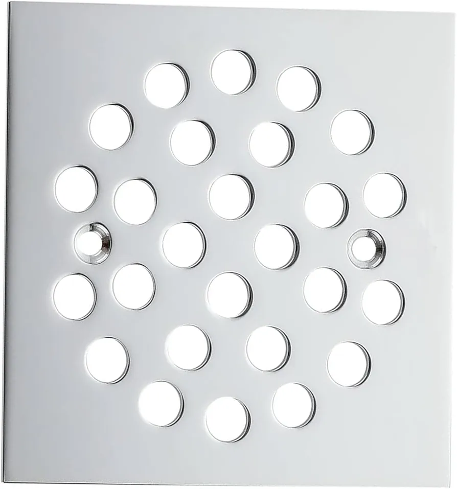 Square 4-1/4 Inch Screw-in Shower Drainer Cover Replacement Stainless Steel Floor Drain Grate with Screws Chrome