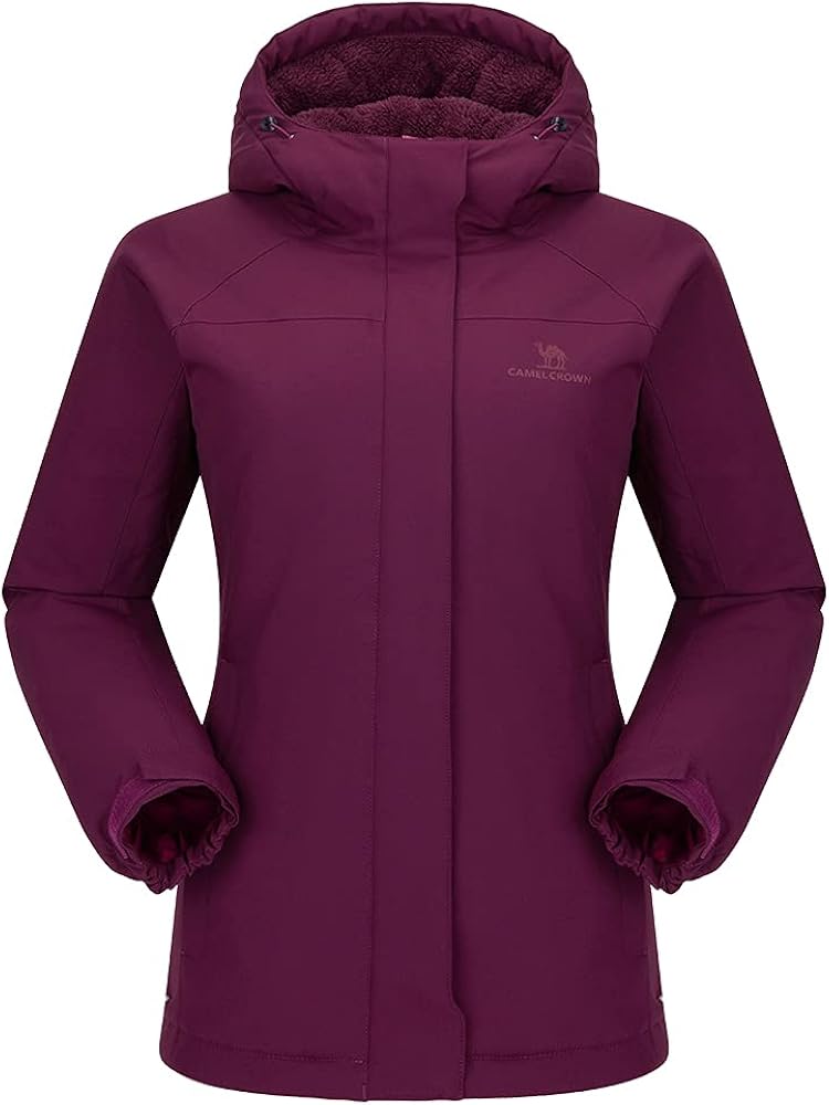 CAMEL CROWN Women's Waterproof Ski Jacket Winter Coat Windbreaker Fleece Inner Snow Hiking Outdoor