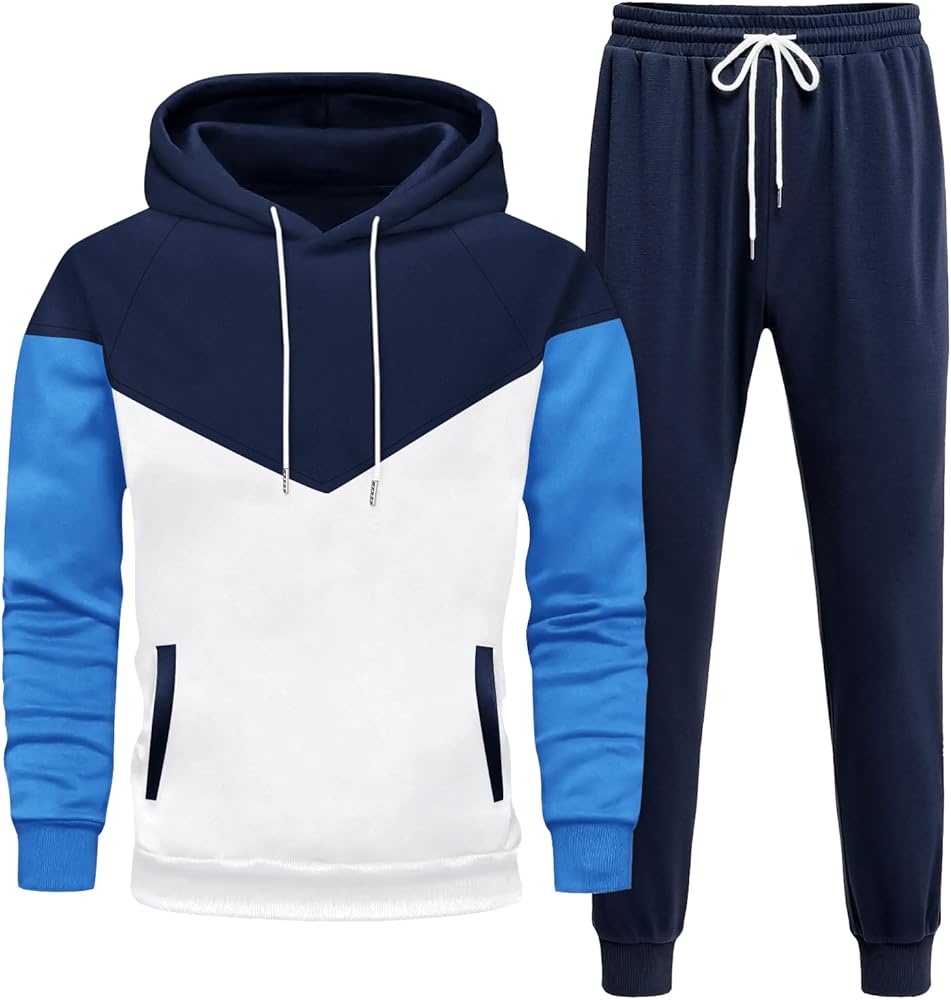 LecGee Mens Hoodies Tracksuit Pullover Hooded Sweatshirt and Jogger Sweatpants Athletic Sweatsuits Set