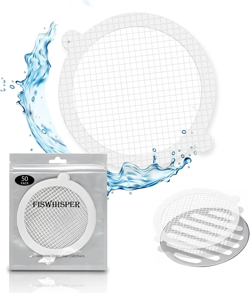 50 Pack Disposable Shower Drain Hair Catcher Mesh Stickers,4.3 Inch Shower Drain Hair Catcher Sticker,Drain Cover Hair Trapper Shower Filter,for Bathroom,Laundry,Bathtub,Sink Drain