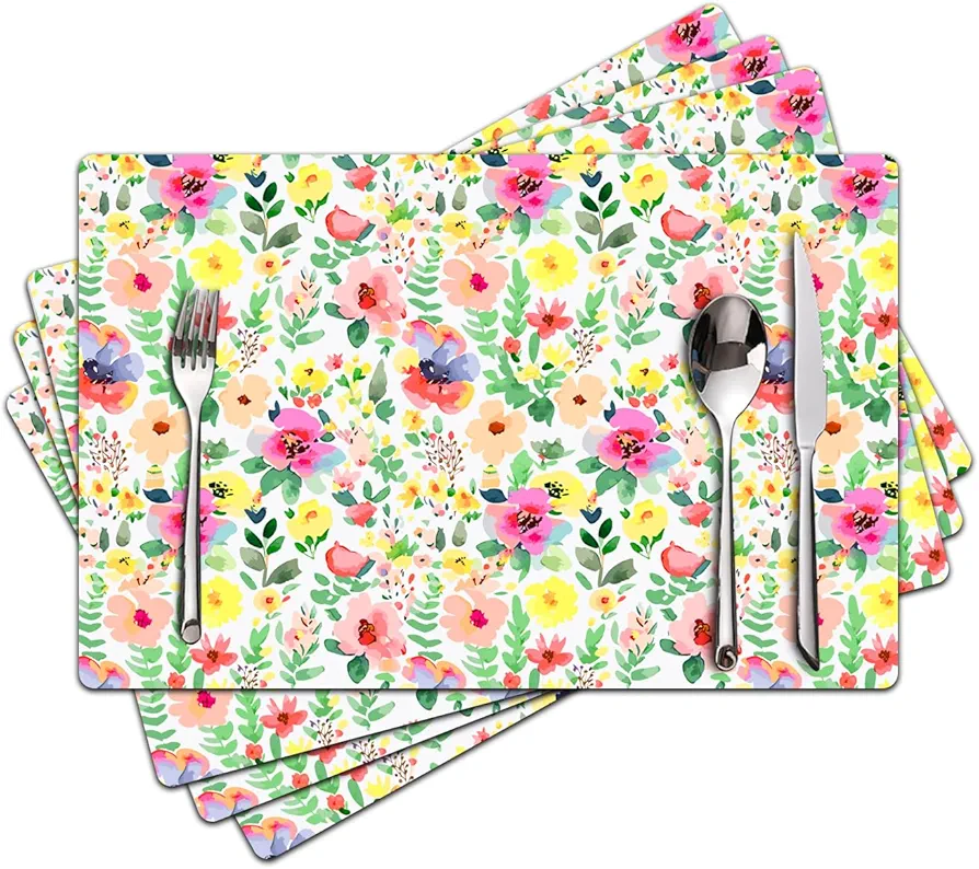 Placemats Set of 4 - Faux Leather Heat Resistant Placemats for Dinner Table, Non-Slip Waterproof Oil-Proof Washable Reusable Placemat for Indoor Outdoor Kitchen Decor, 15.75In*11.81In